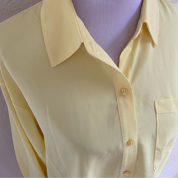 NWT The Drop Rachmartino Lemon Pastel Yellow Heart Shaped Button Down Shirt: L - Picture 3 of 12